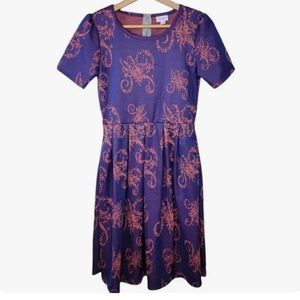 LulaRoe Amelia - Purple pattern